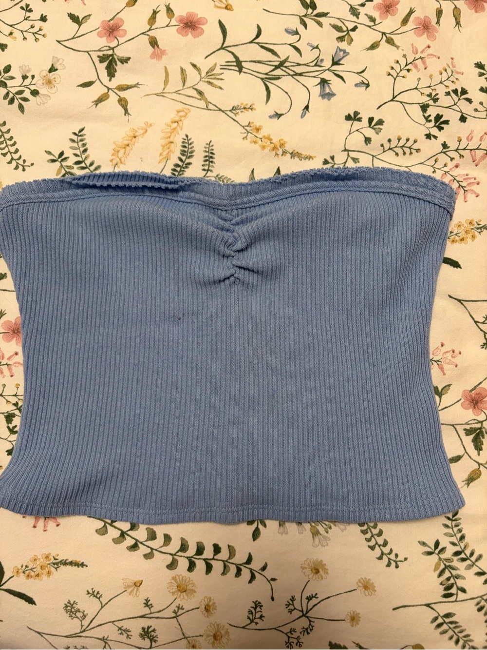 Urban Outfitters Light Blue Ribbed Strapless Top